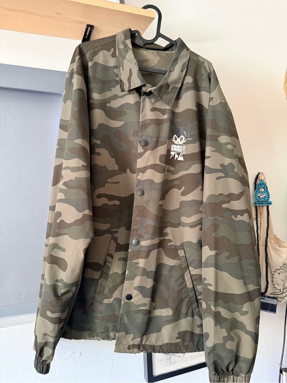 BAIT X ASTRO BOY - Men's Camo Windbreaker Jacket - Olive Green
